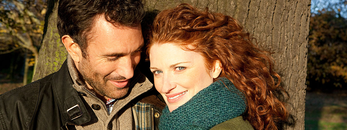 a couple enjoying a romantic walk in Dulwich Park, London