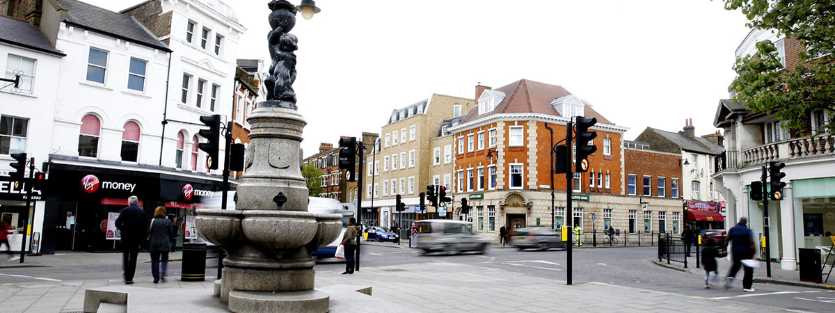 a busy street in Enfield, London