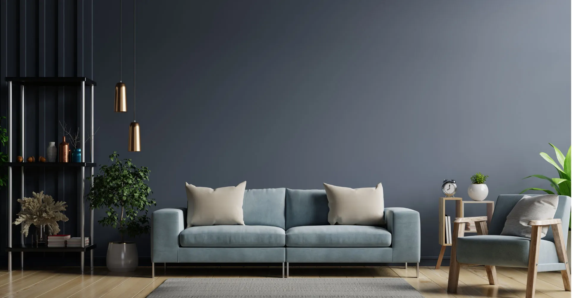 beautiful London flat decorated with modern furnishings with a cool grey theme