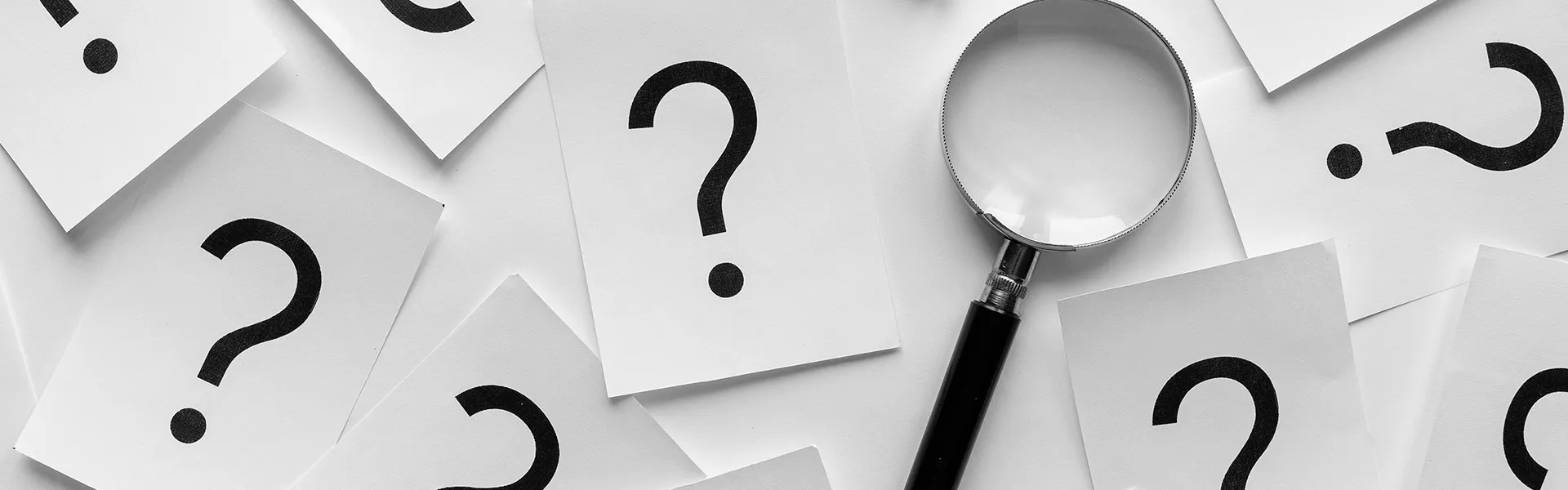 post-it notes with question marks on them for faq page